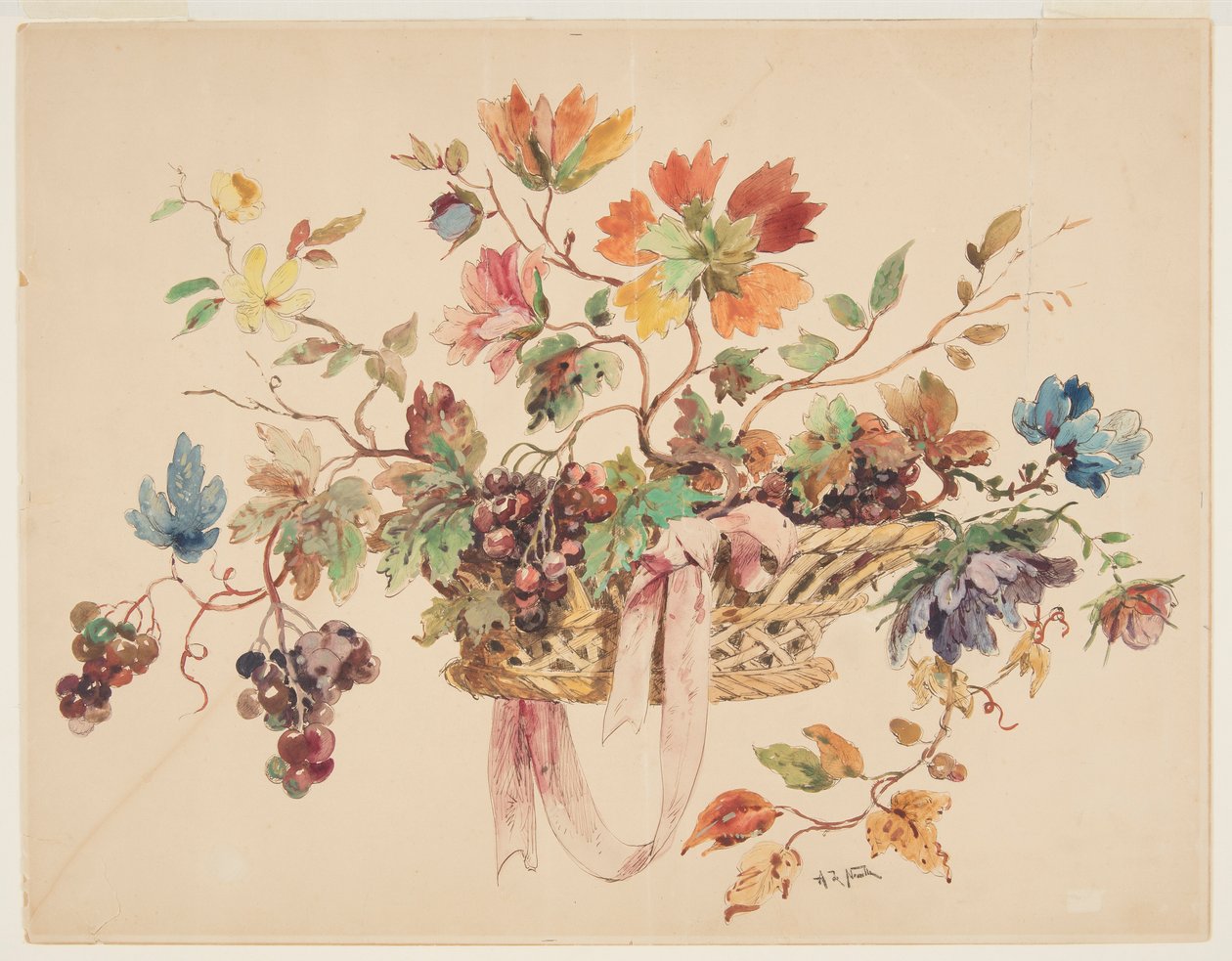 Design för broderi eller gobeläng av Alphonse de Neuville