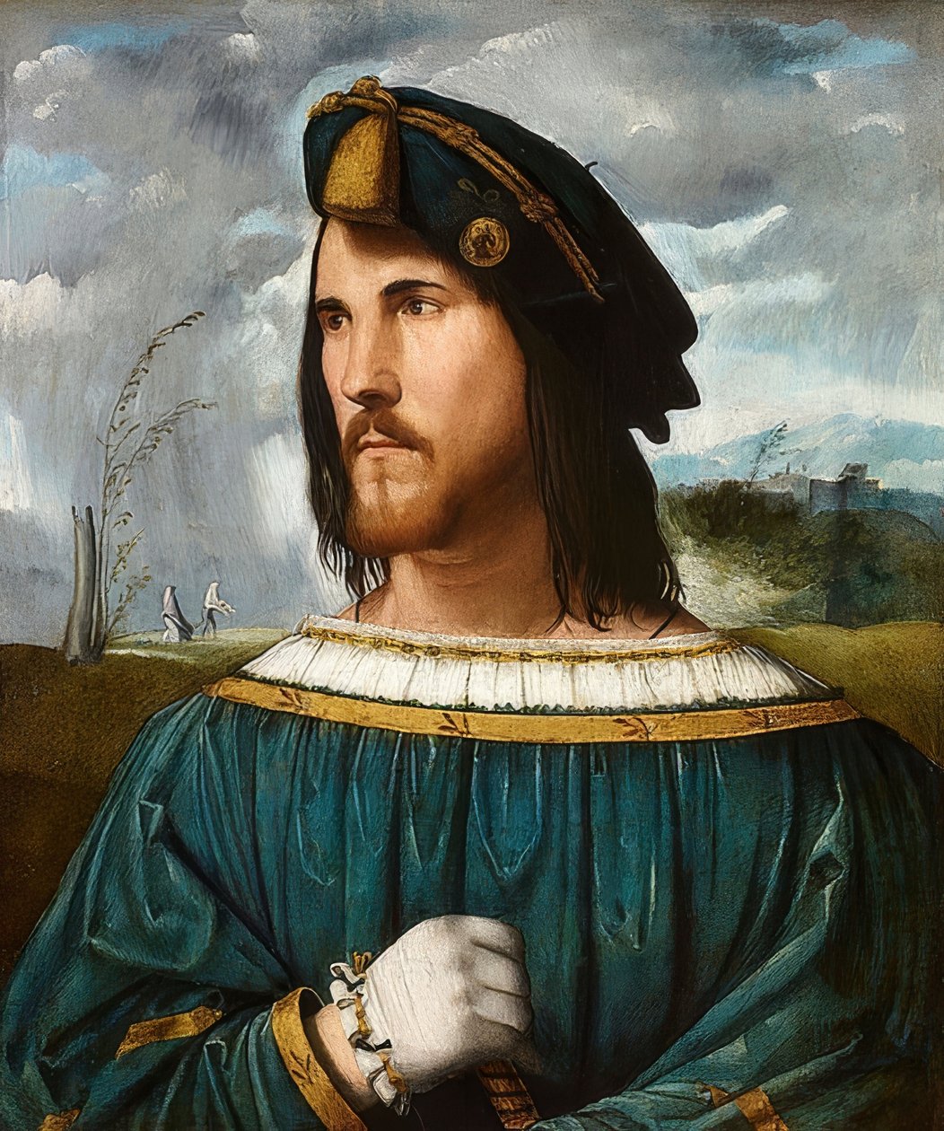 Porträtt av en gentleman (känd som Cesare Borgia). Zw. 1500 och 1524 av Altobello Melone