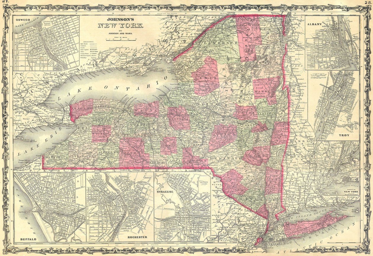 Johnsons Map of New York State. av Alvin Jewett Johnson