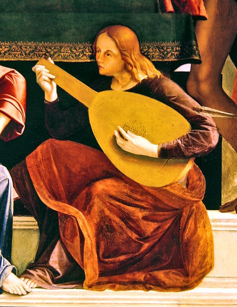Detalj av altartavlan av St. Ambrose av Alvise and Basaiti Marco Vivarini