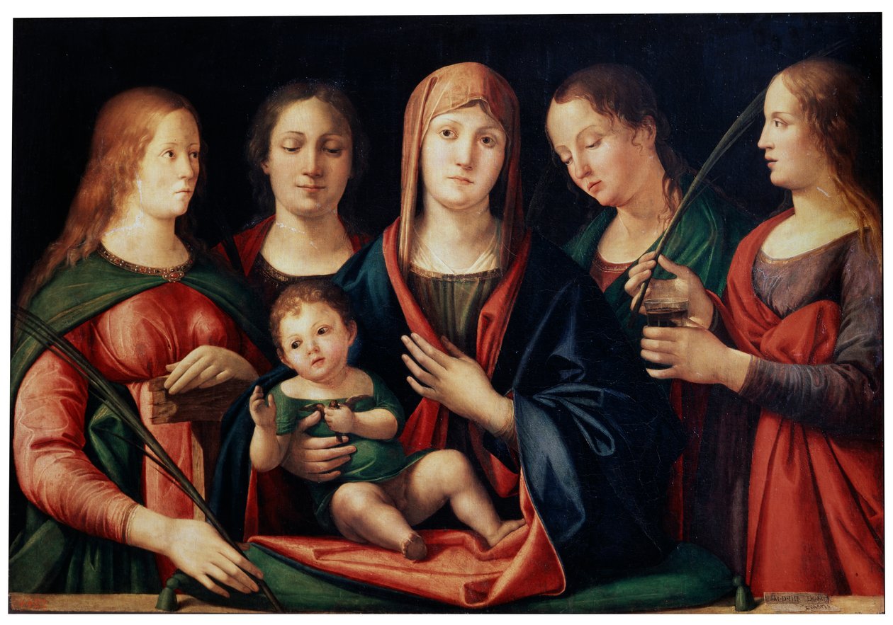 Madonna och barn med Maria Magdalena, Sankta Katarina och två heliga, 1504 av Alvise Vivarini