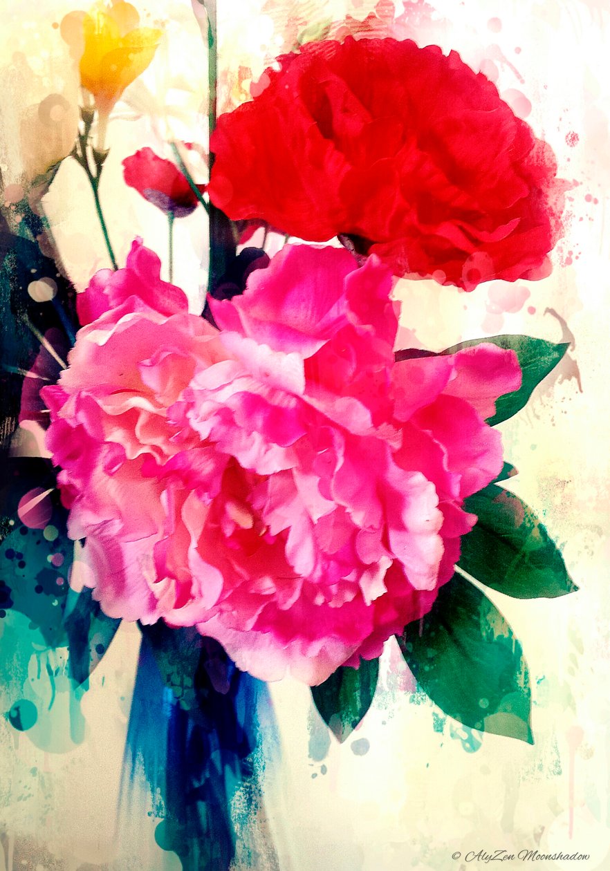 Peony and Poppy, 2014 (digital telefonografi med blandade medier) av AlyZen Moonshadow