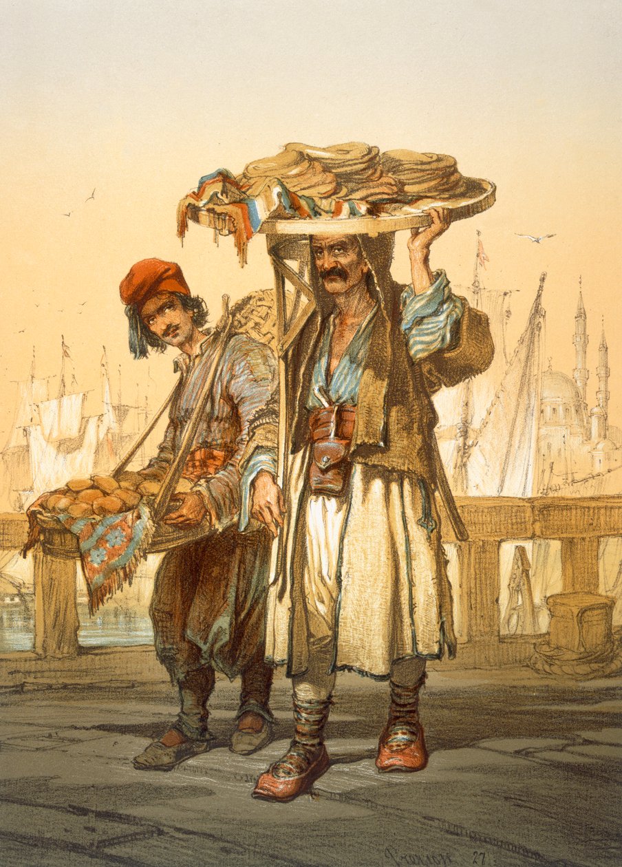 Brödförsäljare på kajen, 1865 av Amadeo Preziosi