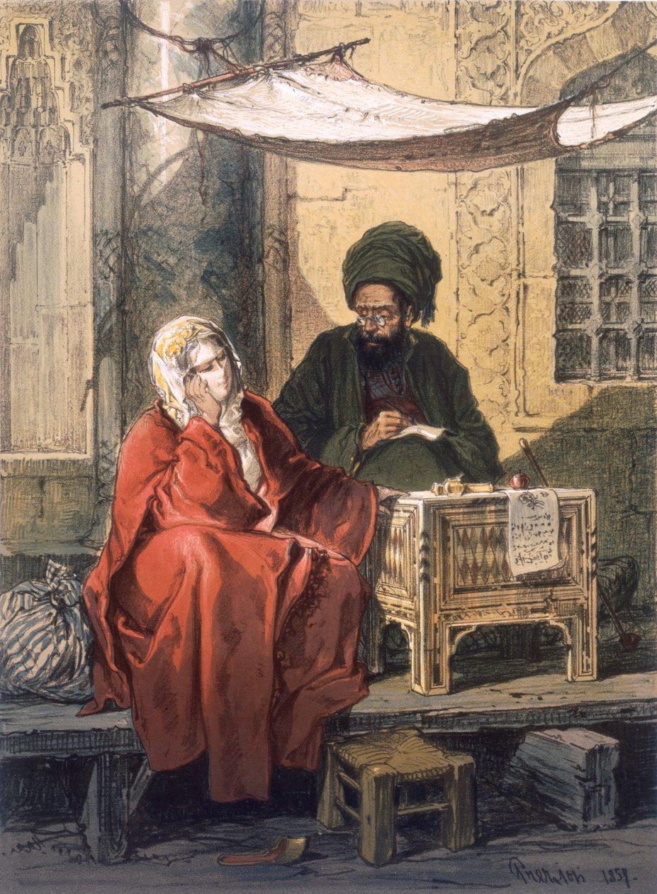 Brevskrivning, 1858 av Amadeo Preziosi