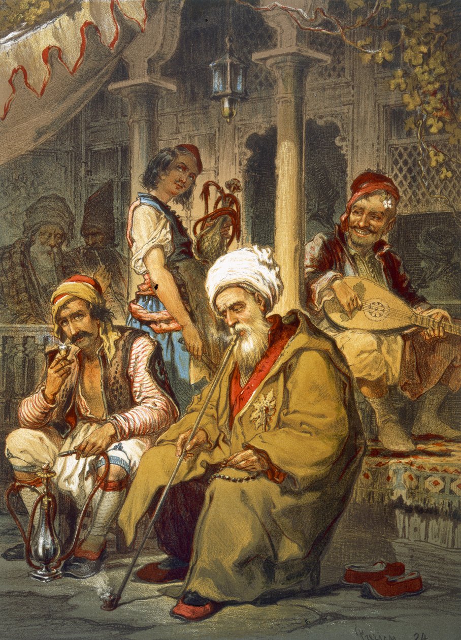 Scen på ett kafé, 1865 av Amadeo Preziosi