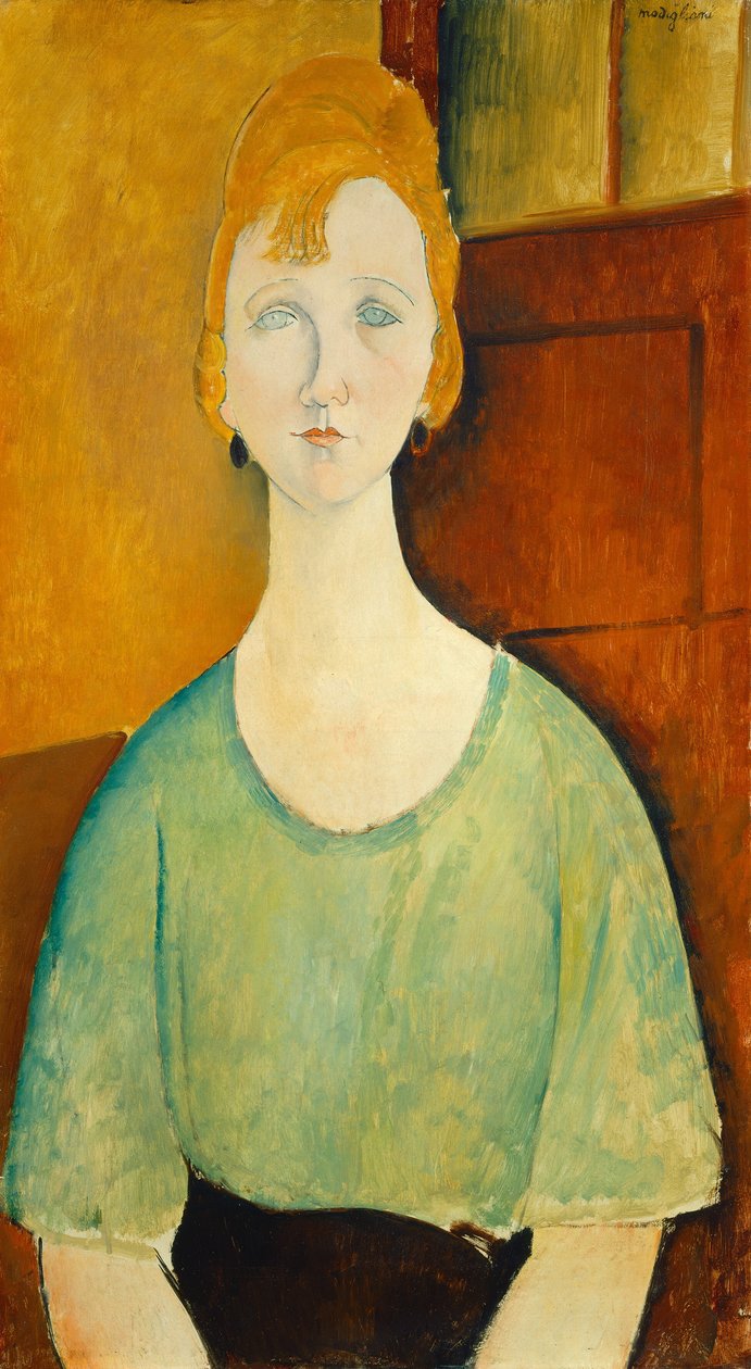 Flicka i grön blus, 1917. av Amedeo Modigliani