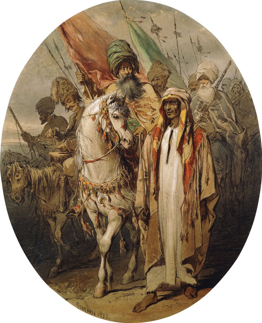 Arabiska krigare på frammarsch, 1855 av Amadeo Preziosi
