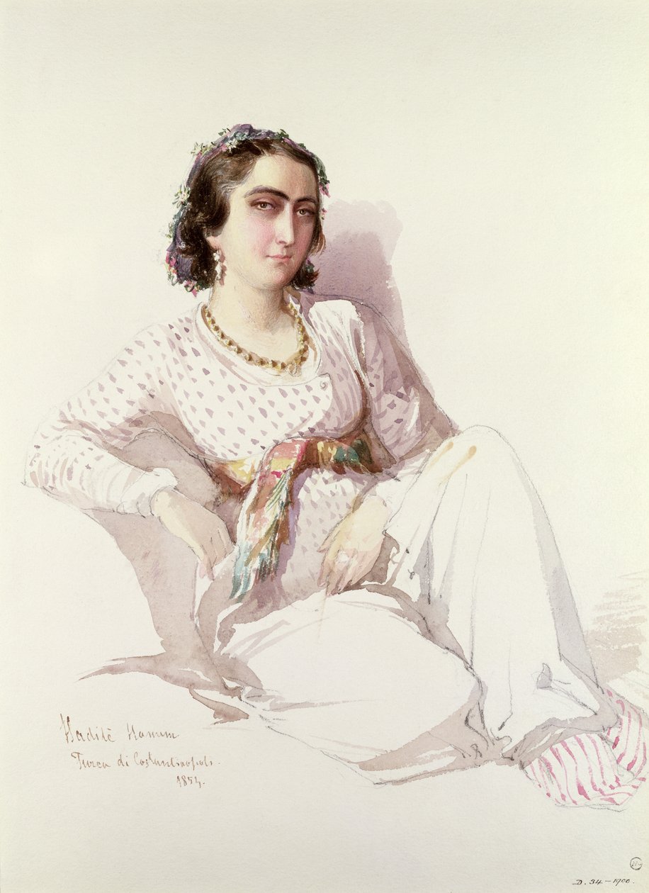Hadice Hanim - dam från Istanbul, 1852 av Amadeo Preziosi