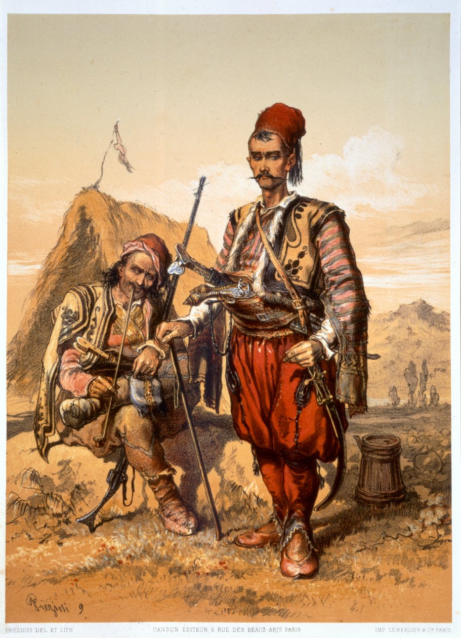 Turkiska fotsoldater i den osmanska armén, 1857 av Amadeo Preziosi