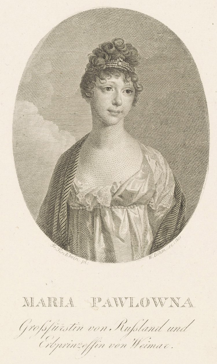 Storhertiginnan Maria Pavlovna av Ryssland 1786-1859, storhertiginnan av Sachsen-Weimar-Eisenach, 1808. av Amadeus Wenzel Boehm