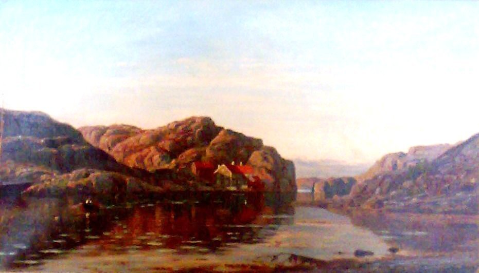  Morgen ved Ny-HellesundMorning at Ny Hellesund, Southern Norway av Amaldus Nielsen