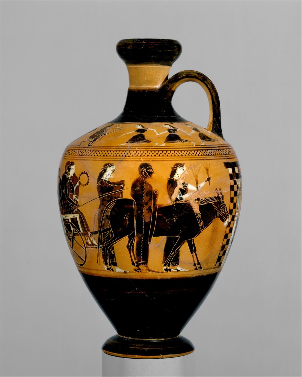 Terracotta lekythos, ca 550–530 f.Kr. (terrakotta) av Amasis Painter