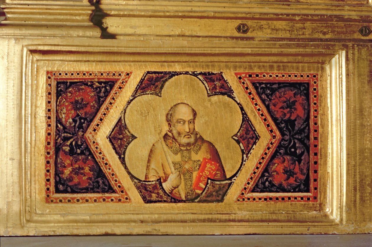 Biskop från Jungfruns kröning Polyptyk (längst till vänster predella) (se 66540-66551) av Ambrogio Bondone Giotto