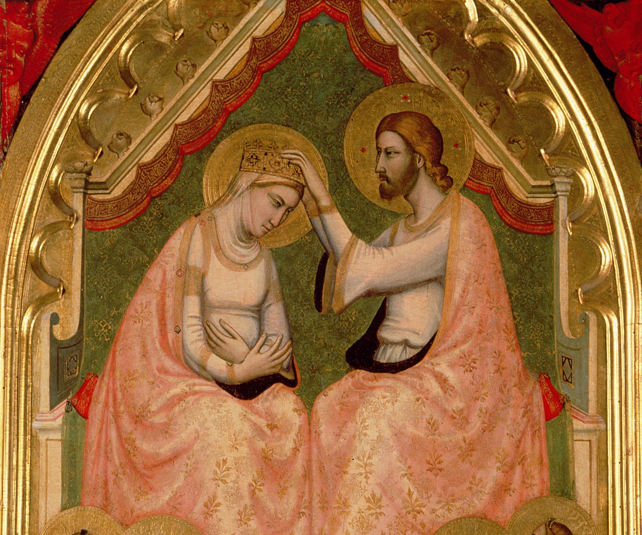 Kröning av Jungfrupolyptyken detalj av mittpanelen se även 66540 & 66541 av Ambrogio Bondone Giotto