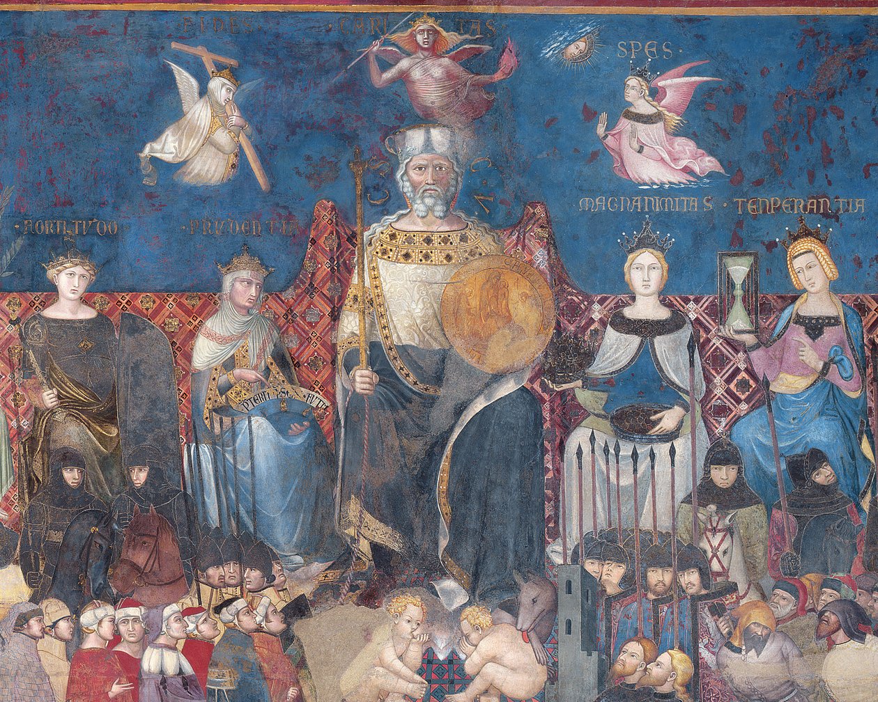 Detalj av Allegorin om det goda styrelseskicket, 1338-40 fresken av Ambrogio Lorenzetti
