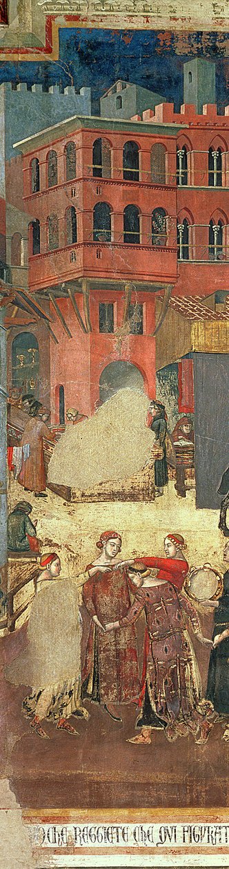 Det goda styrelseskicket i staden,1338-40 detalj av 57868 fresken av Ambrogio Lorenzetti