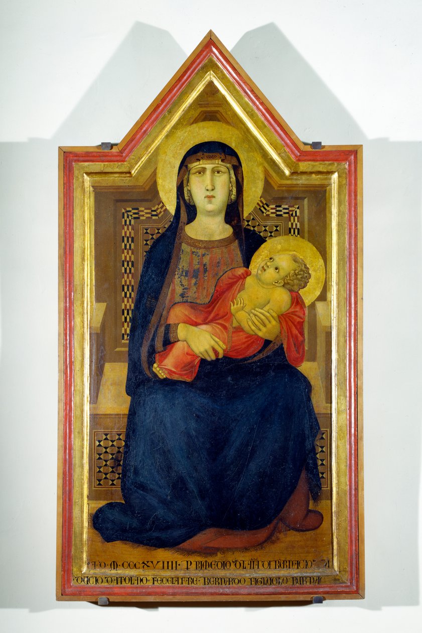 Madonna och barn (tempera på panel) av Ambrogio Lorenzetti