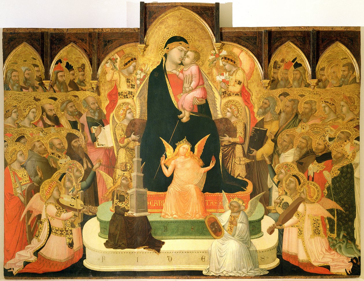 Maesta (tempera och guld på panel) av Ambrogio Lorenzetti