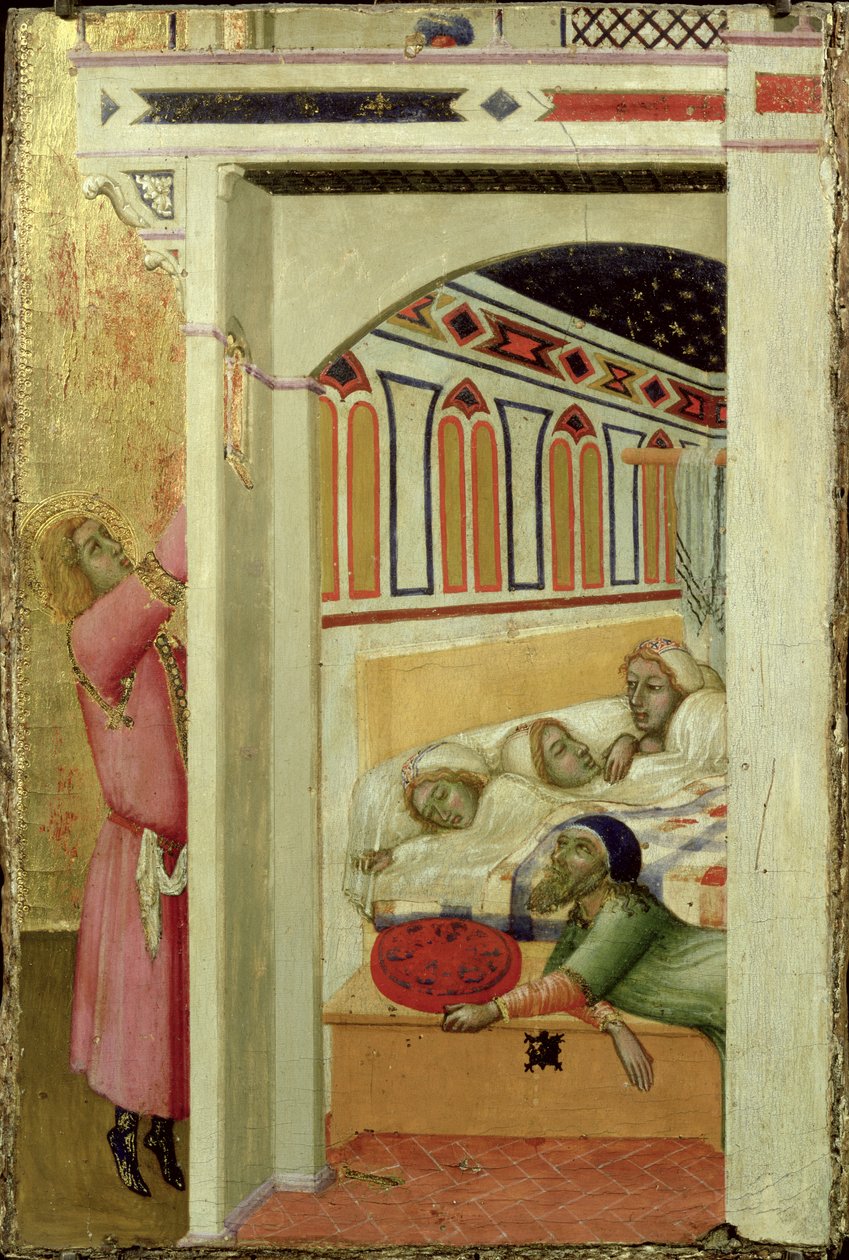 The Charity of St Nicholas of Bari (tempera på trä) av Ambrogio Lorenzetti