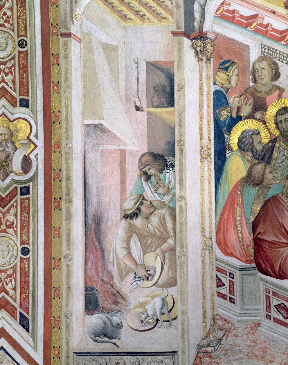 Den sista måltiden, detalj av härden, 1325 (detalj av 182061) av Ambrogio Lorenzetti