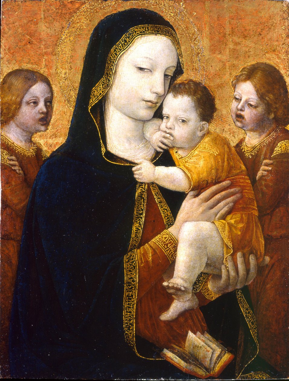 Jungfrun och barnet med två änglar, ca 1485 av Ambrogio Bergognone