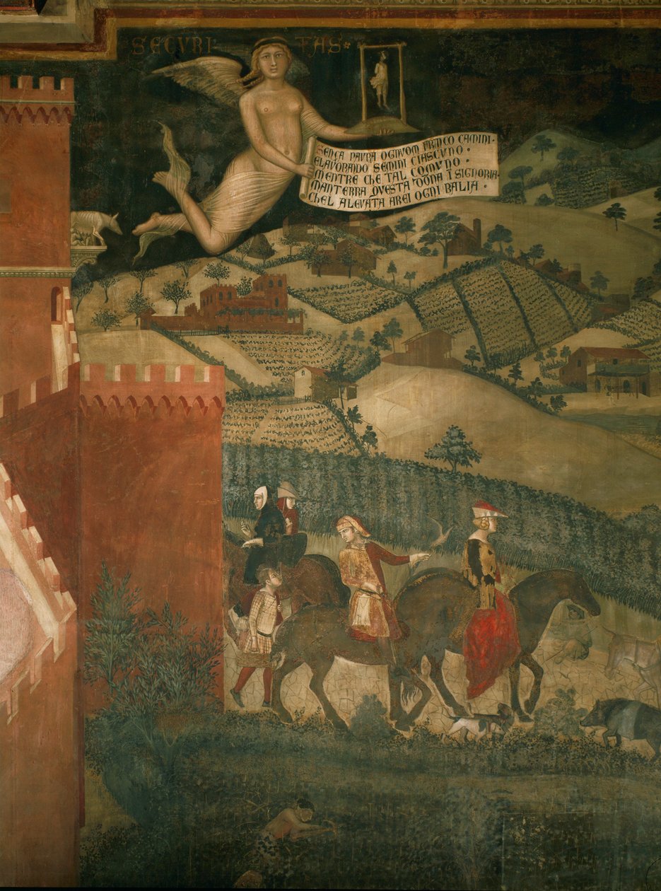 Ett jaktlag (muralmålning) av Ambrogio Lorenzetti