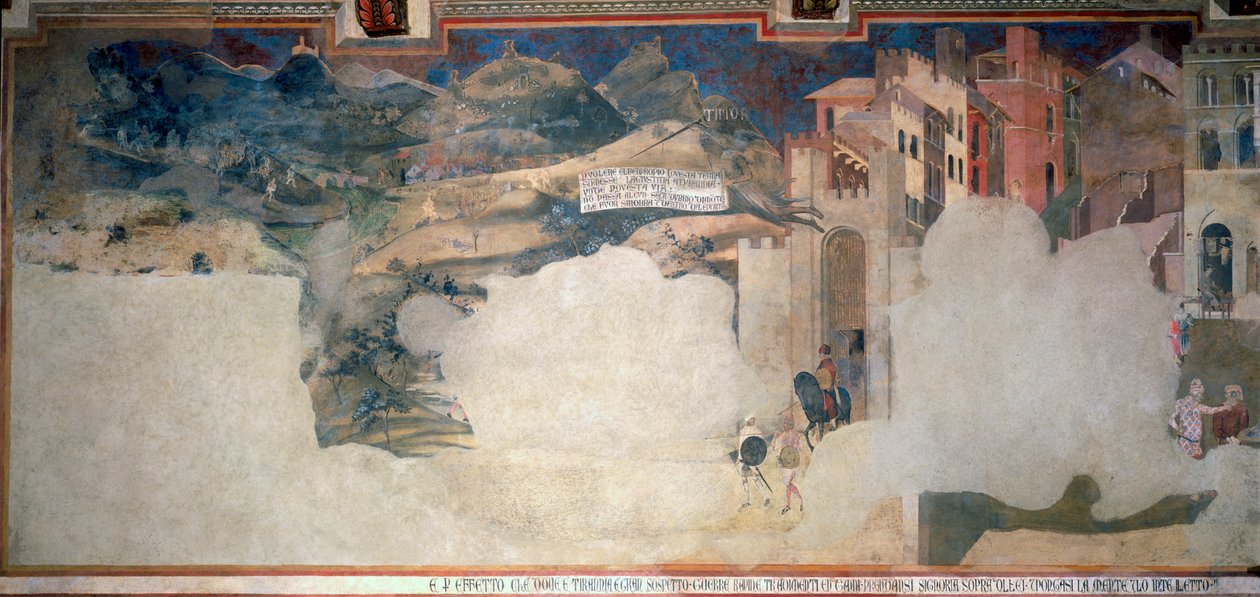 Allegory of Bad Government, detalj från Sala della Pace i Palazzo Pubblico, Siena av Ambrogio Lorenzetti