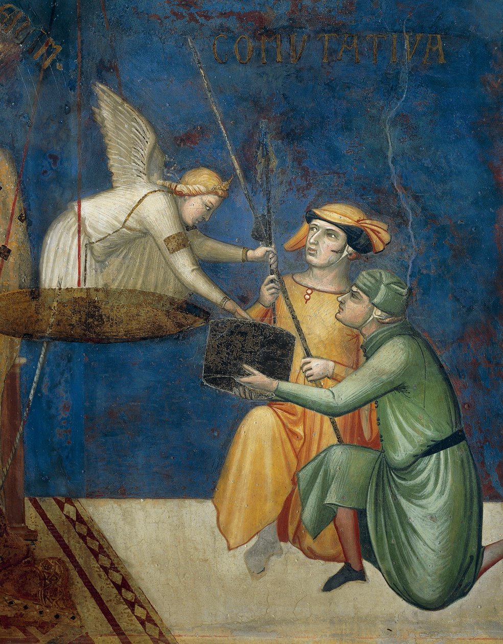 Allegory of Good Government, Commutative Justice or Commutative Punishment, detalj från Allegory and Effects of Good and Bad Government on Town and Country av Ambrogio Lorenzetti