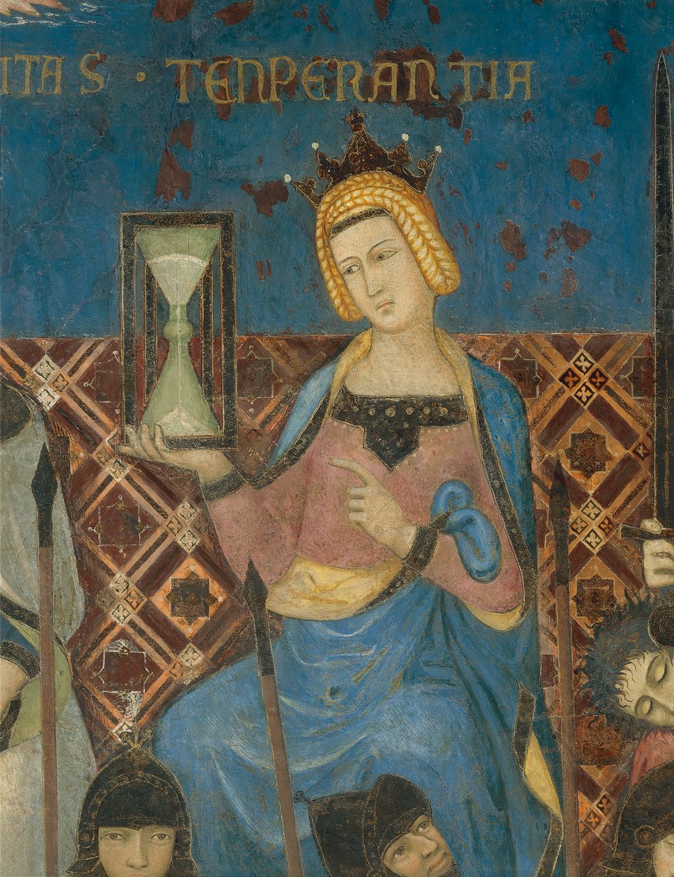 Allegory of Good Government, Temperance, detalj från Allegory and Effects of Good and Bad Government on Town and Country av Ambrogio Lorenzetti