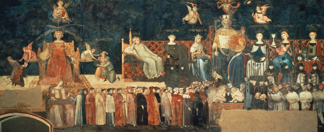 Allegory of Good Government, detalj från Allegory och effekter av bra och dåligt styre i stad och land av Ambrogio Lorenzetti