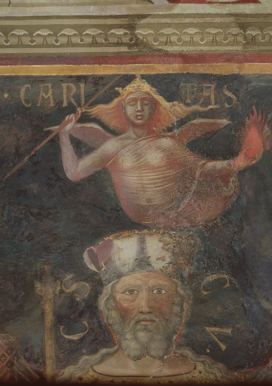 Allegori om god regering, detalj om välgörenhet och chef för god regering, 1338-40 av Ambrogio Lorenzetti