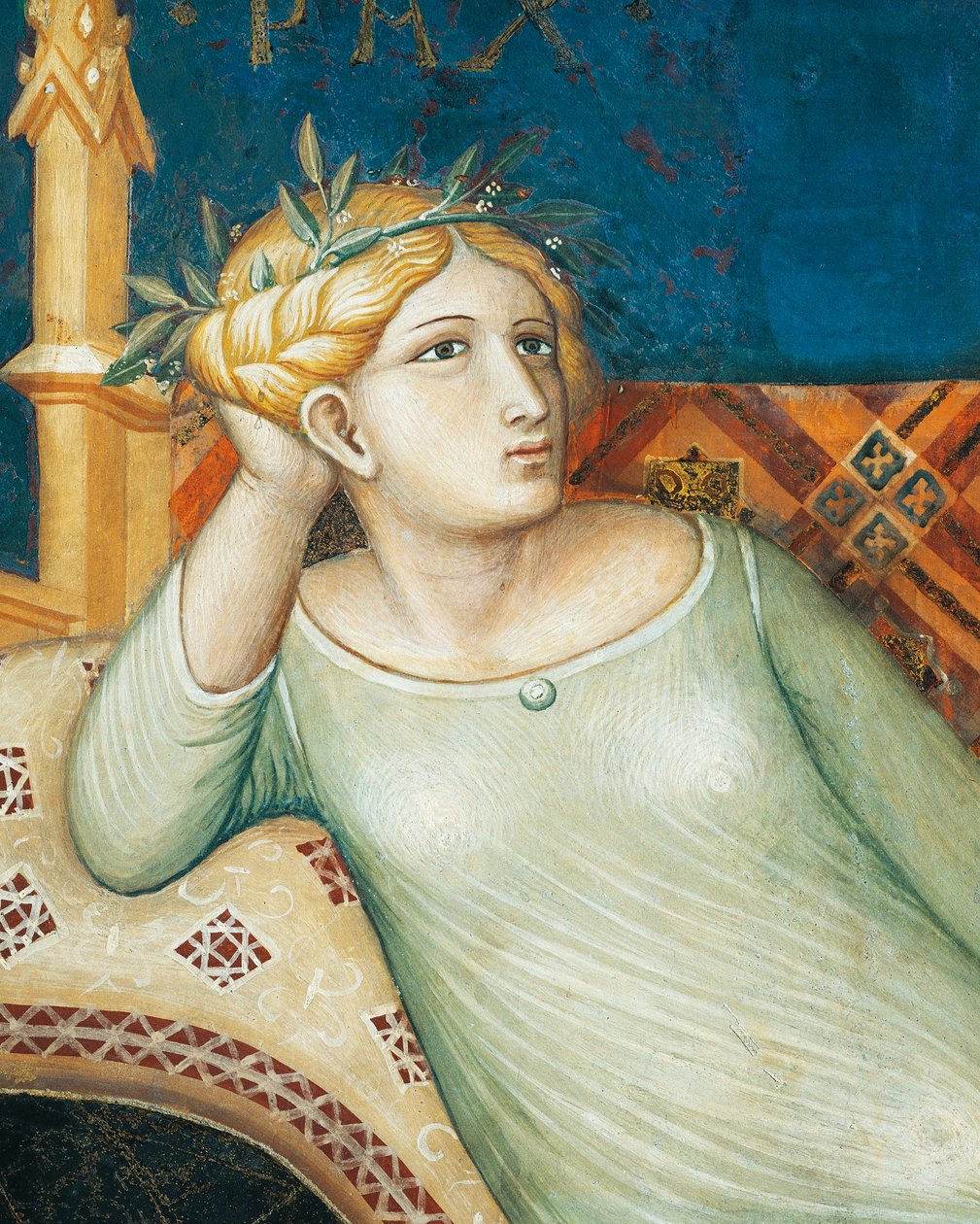 Allegori om god regering, fred, detaljer från Allegori och effekter av bra och dålig regering i stad och land av Ambrogio Lorenzetti