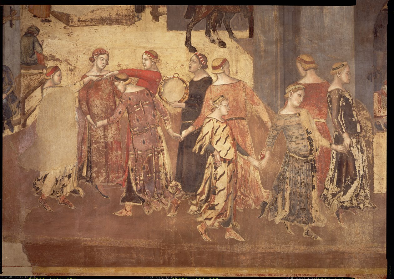 Effekter av gott styre i staden, detalj om dansare och tamburspelare, 1338-40 av Ambrogio Lorenzetti