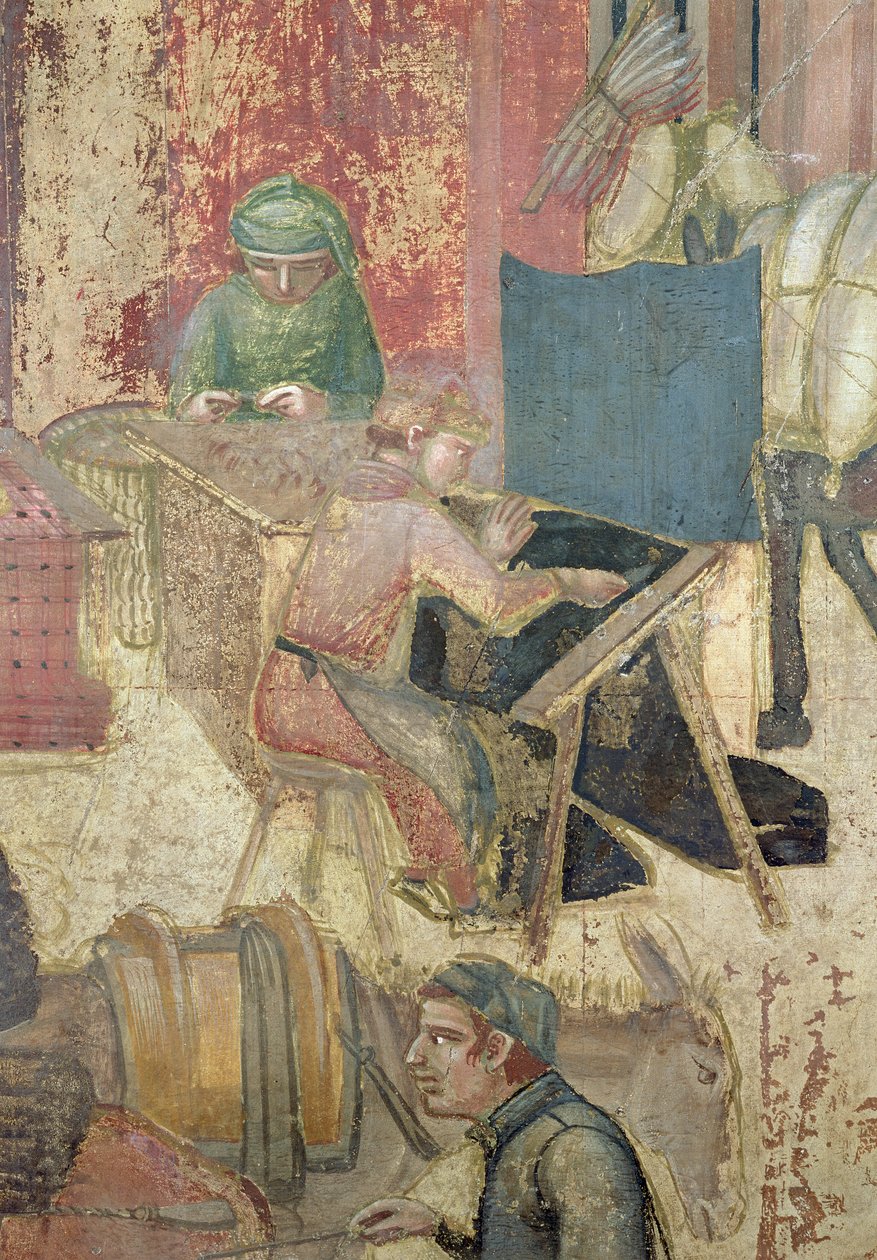 Effekter av gott styre i staden, detalj av vävare, 1338-40 av Ambrogio Lorenzetti