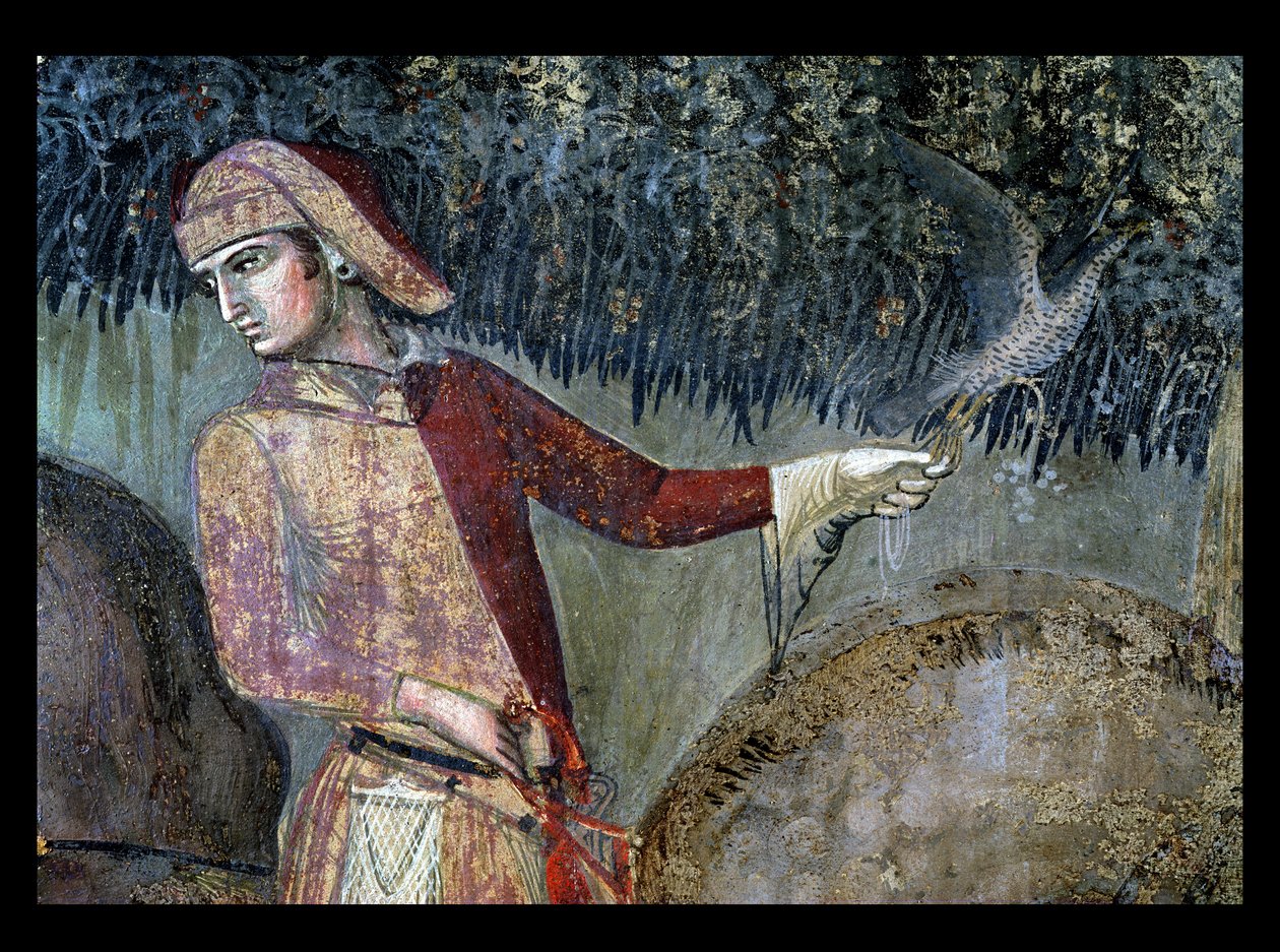 Effekter av gott styre på landsbygden, detalj av en falkonerare, 1388-40 av Ambrogio Lorenzetti