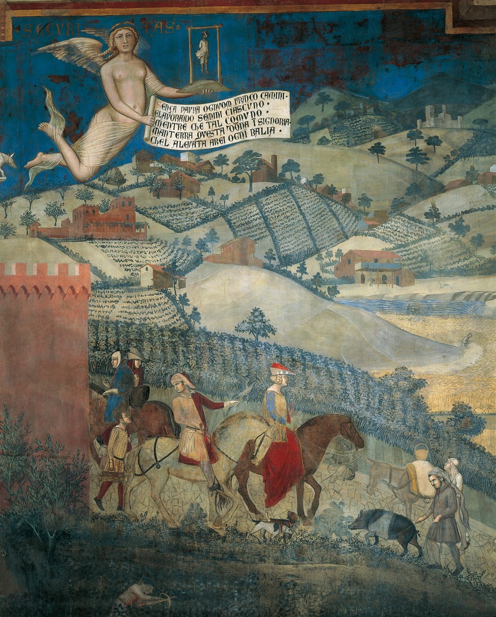 Effekter av god regering i landet, detalj från Allegory och effekter av bra och dålig regering i stad och land av Ambrogio Lorenzetti
