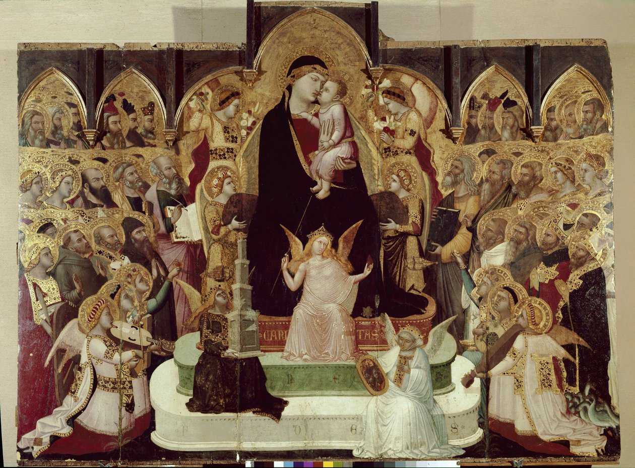 Maesta di Massa Marittima (Jungfru i majestät) (tempera och guld på panel, ca 1335) av Ambrogio Lorenzetti