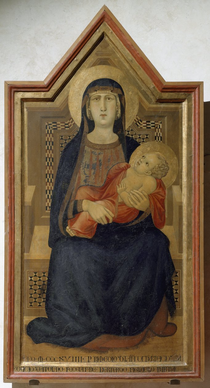 Jungfru Maria och Jesusbarnet - tempera på trä av Ambrogio Lorenzetti