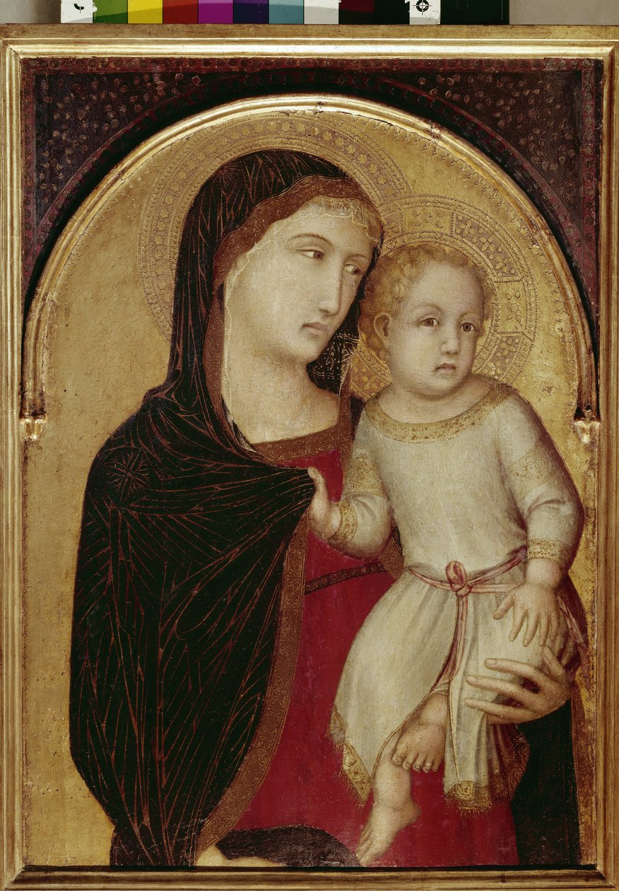 Jungfru och barn (tempera och bladguld på trä, ca 1335) av Ambrogio Lorenzetti