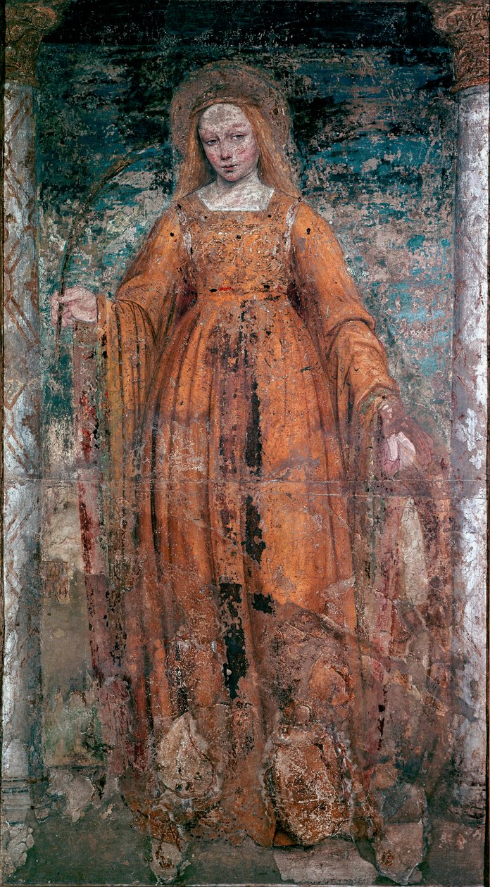 Saint Catherine of Siena Fresco av Ambrogio da Fossano kallad Bergognone (1460-1523). Dim.170x77 cm Milano, Brera konstgalleri av Ambrogio da Fossano (c.1460 1523) (attr.to)
