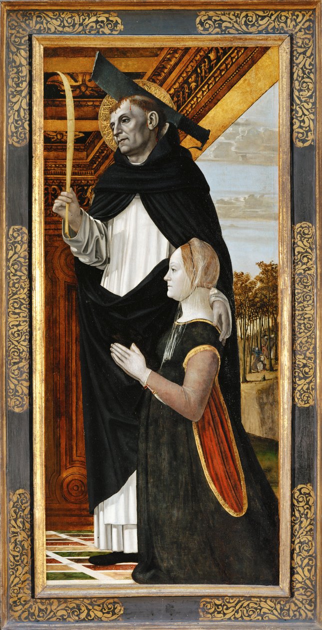 Sankt Peter och en knäböjande donator... av Ambrogio da Fossano (c.1460-1523)