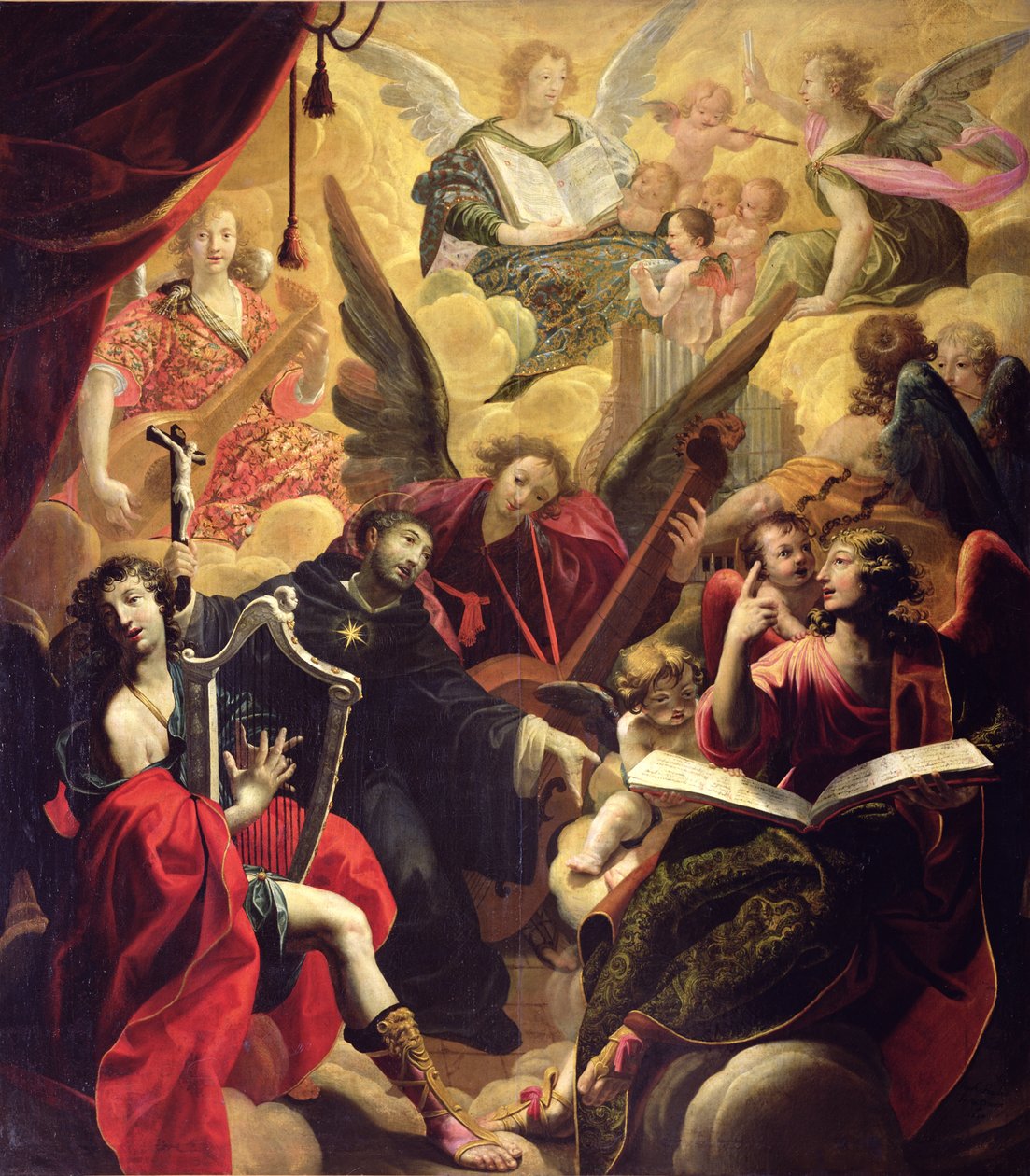 St. Nicholas of Tolentino med en änglakonsert, 1650 av Ambroise Fredeau