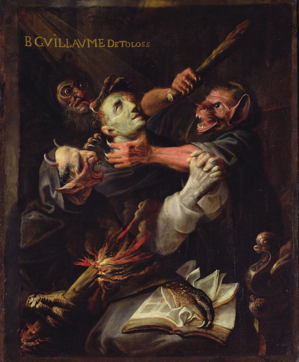 Den välsignade Guillaume de Toulouse (755-812) plågad av demoner av Ambroise Fredeau