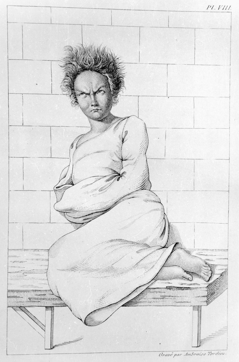 Kvinna i tvångströja, illustration för 