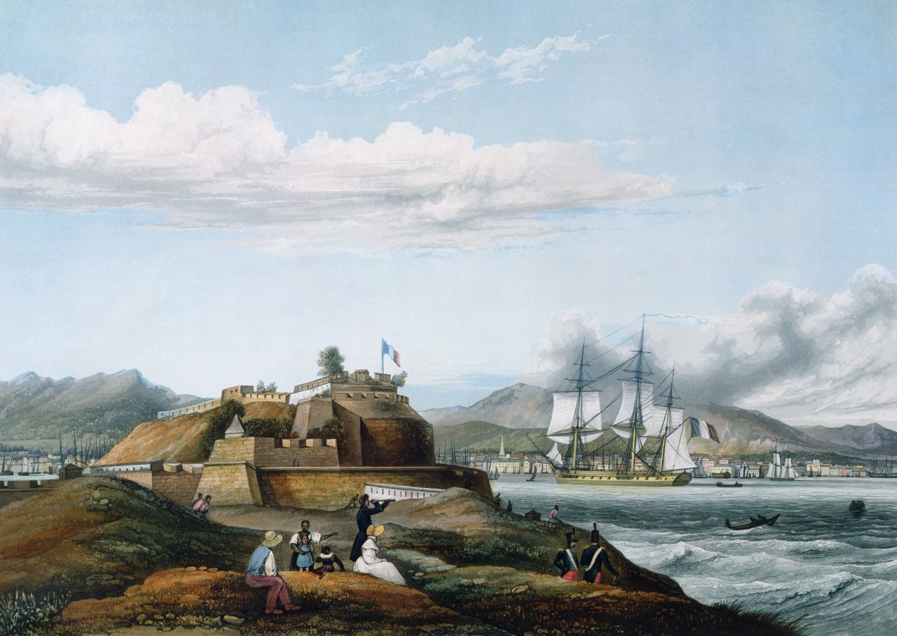Utsikt över Fort Royal, Martinique av Ambroise Louis Garneray