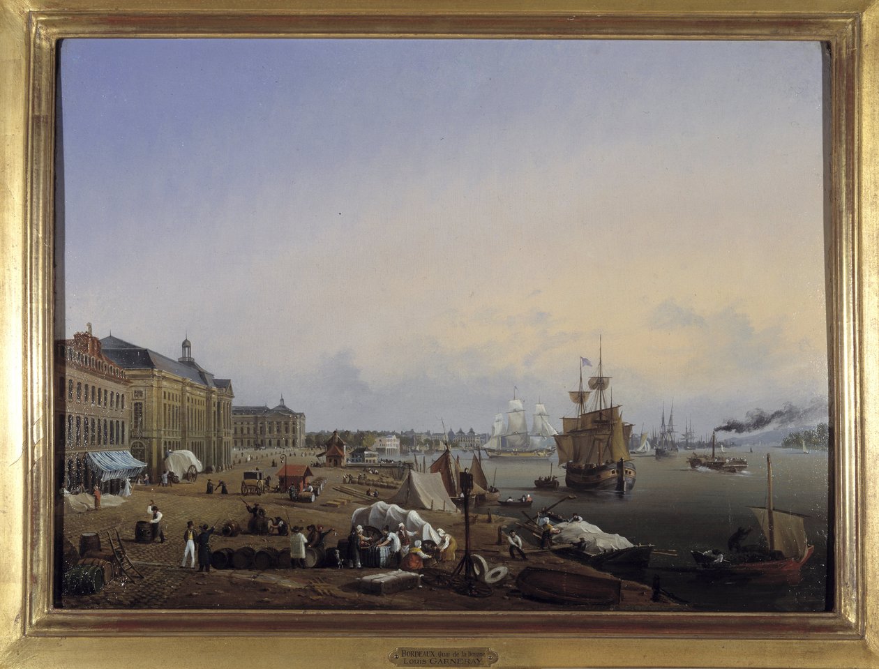 Bordeaux, tullens hamnar av Louis Garneray, sd. omkr. 1820, Olja på duk, H. 0,330; L. 0,460. CCIP Coll. av Ambroise Louis Garneray