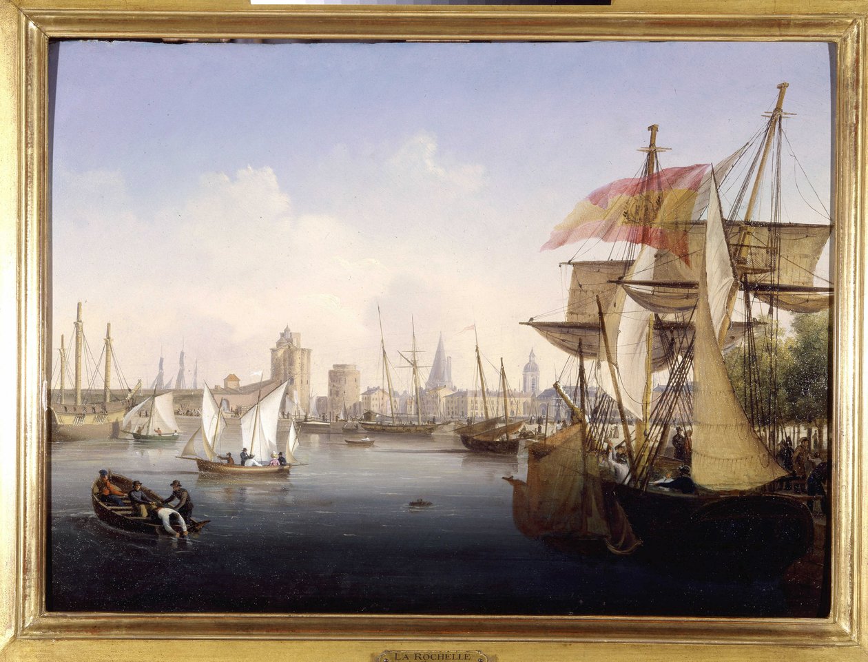 Le port de La Rochelle av Louis Garneray, sd. omkr. 1820, Olja på duk, H. 0,330; L. 0,460. CCIP Coll. av Ambroise Louis Garneray