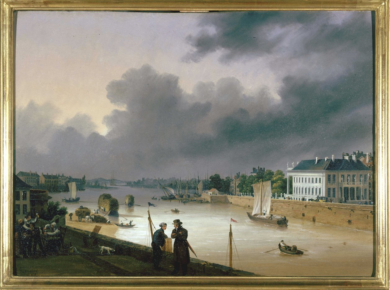 Hamnen i Nantes av Louis Garneray, sd. omkr. 1820, Olja på duk, H. 0,330; L. 0,460. CCIP Coll. av Ambroise Louis Garneray