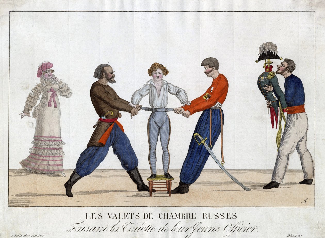 Toalett av en ung rysk officer - Garneray, Ambroise Louis (1783-1857) - ca. 1815 - Etsning, akvarell - 24x32,6 - Privat samling av Ambroise Louis Garneray