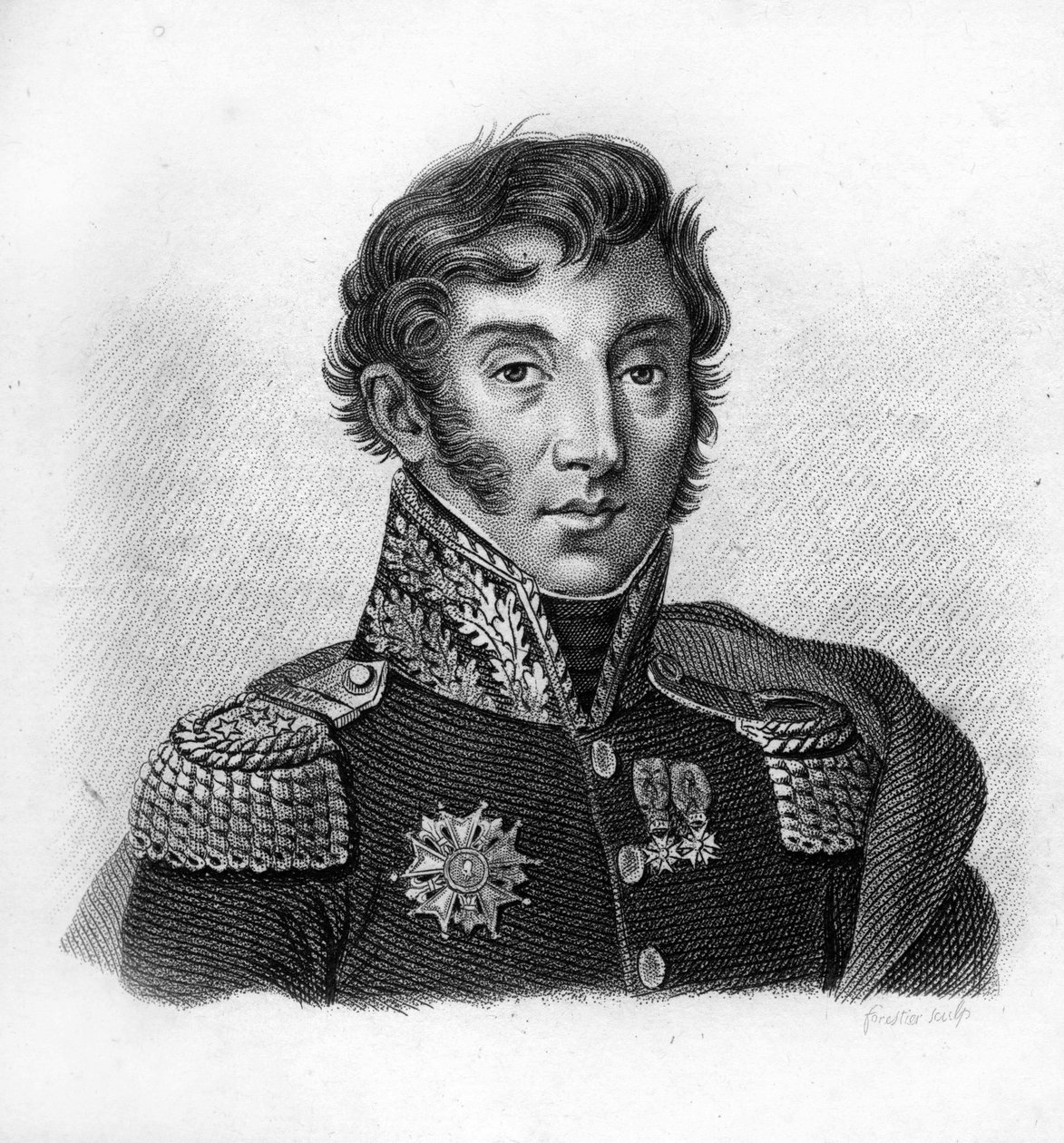 Greve Jean Maximilien Lamarque (1770-1832), fransk general och politiker i "Porträtt av de franska generalerna efter fransmännens segrar och erövringar". Graverad av Ambroise Tardieu 1818. Stella Collection. av Ambroise Tardieu